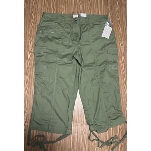 Canyon River Blues Green Cargo Capri Pants Relaxed fit, Floral Size 18